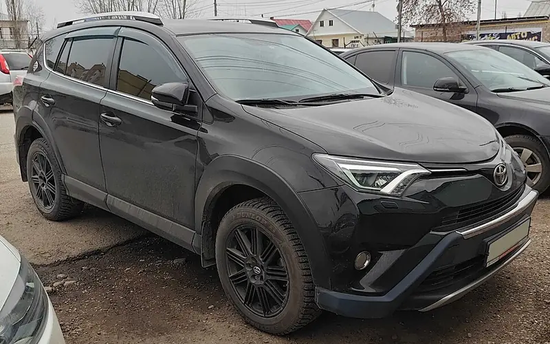 Black Toyota RAV4 Adventure SUV, front three-quarter view